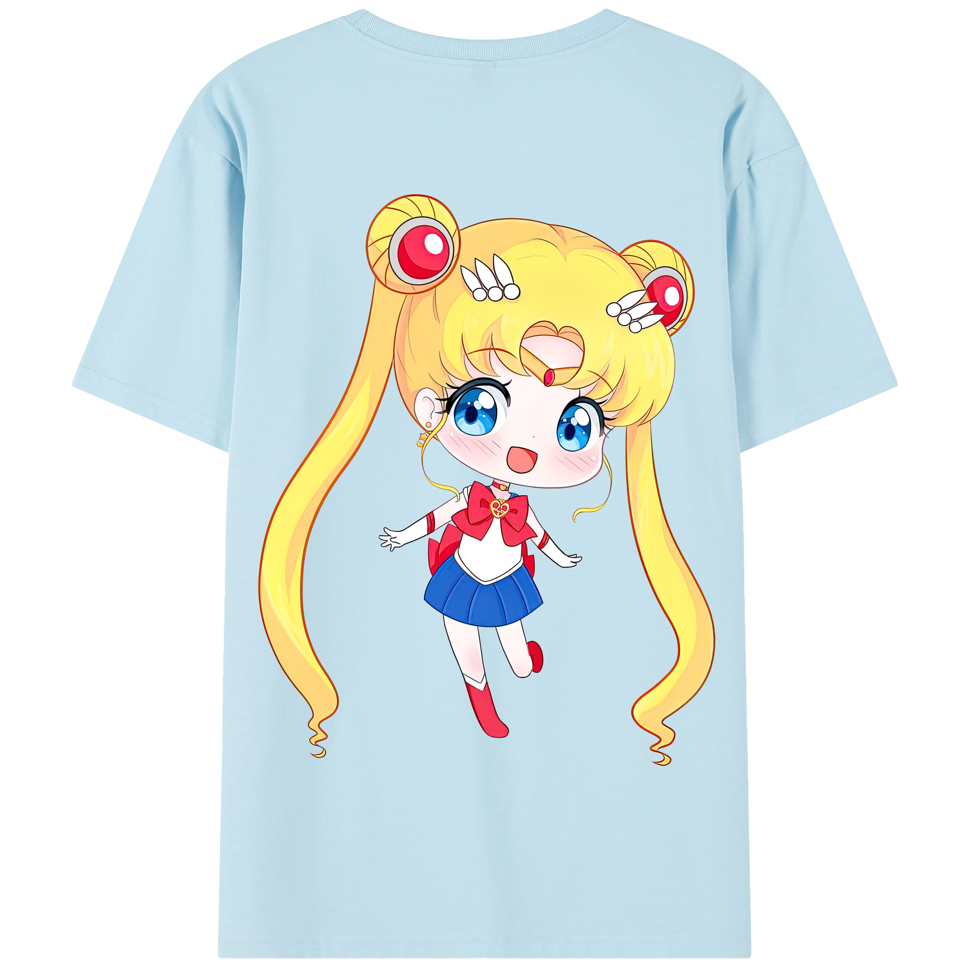 （画像用） 美少女戦士セーラームーン 月野 うさぎ つきの うさぎ Sailor Moon Tsukino Usagi 綿100％半袖Tシャツ（背面プリント）